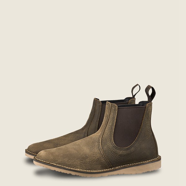 Red Wing Heritage Bot Erkek - Weekender Chelsea - 6-Inch Roughneck Deri - Zeytin Yeşili - 64IHNGFBA